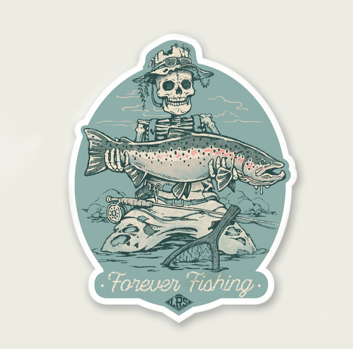 Set of 14 Die Cut Fishing Stickers 2 on Their Longest Side Sticker