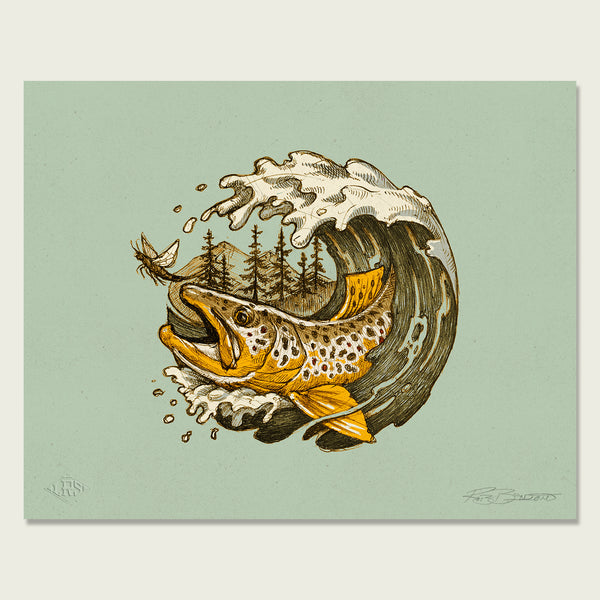 Brown Trout Wave Print