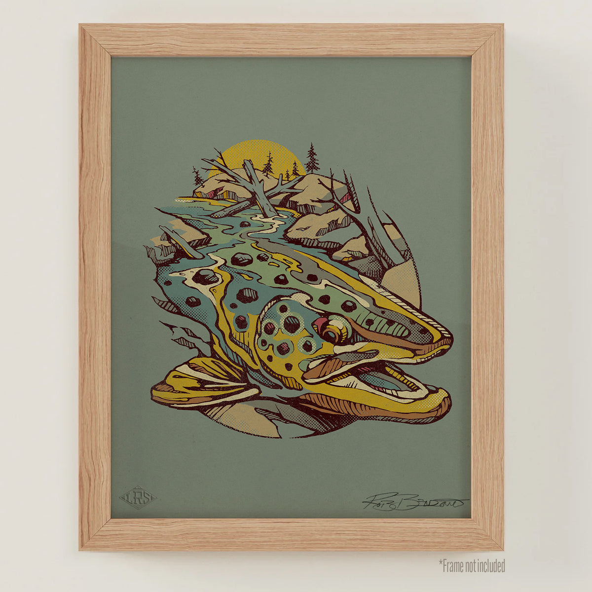 Brown Trout Waters Fishing Art Print | Fishing Art Apparel | Lakes ...